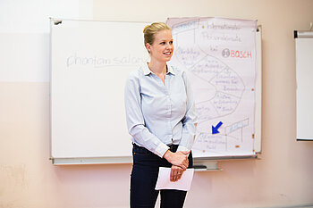 Student during presentation